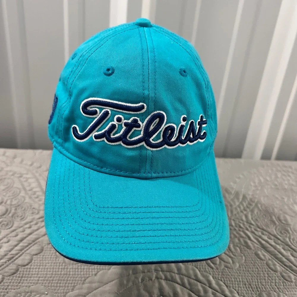 Titleist Golf Hat Mens Turquoise Blue Adjustable Strapback FJ Pro V1 Cap